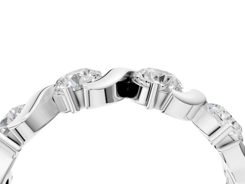 Platinum Five-Stone Round Diamond Wave Band with Shared Prong Setting