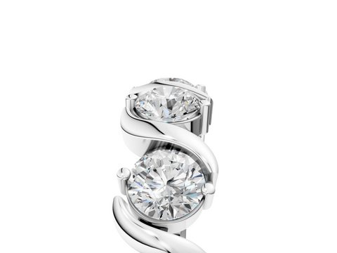 Platinum Five-Stone Round Diamond Wave Band with Shared Prong Setting