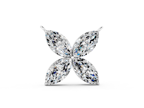 White gold Four-Prong Marquise Diamond Flower Pendant