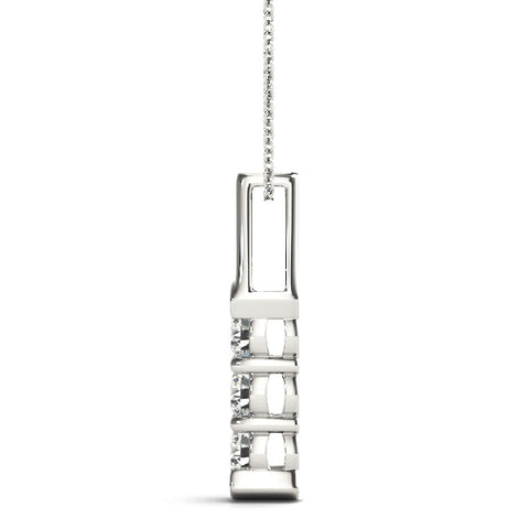 Silver Four-Stone Round Diamond Channel-Set Pendant