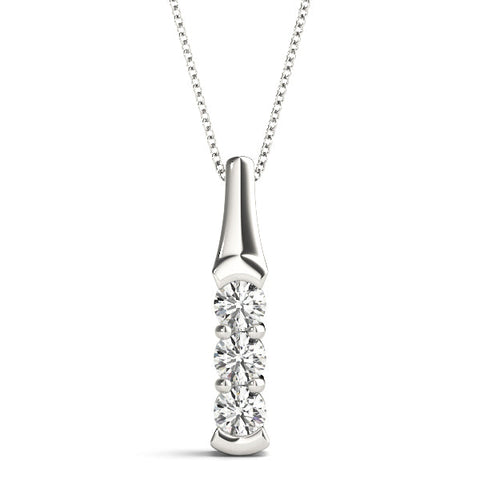Silver Four-Stone Round Diamond Channel-Set Pendant