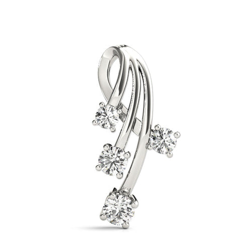 Silver Four-Stone Round Diamond Prong-Set Pendant