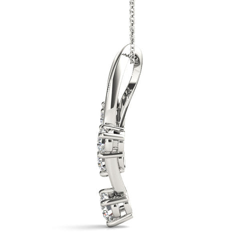 Silver Four-Stone Round Diamond Prong-Set Pendant