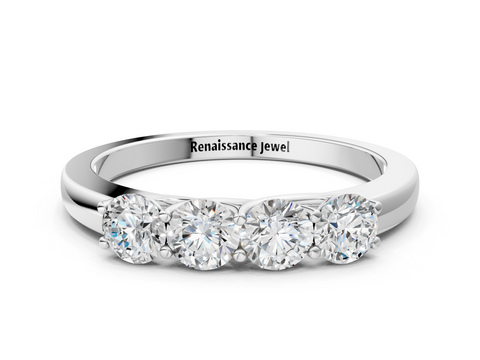 White gold Four-Stone Round Diamond Prong-Set White Gold Band