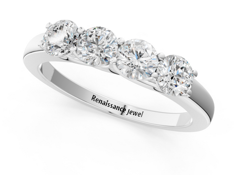 White gold Four-Stone Round Diamond Prong-Set White Gold Band