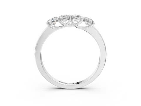 Platinum Four-Stone Round Diamond Prong-Set White Gold Band