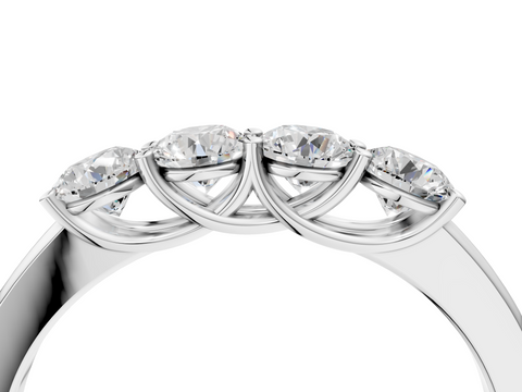 Platinum Four-Stone Round Diamond Prong-Set White Gold Band