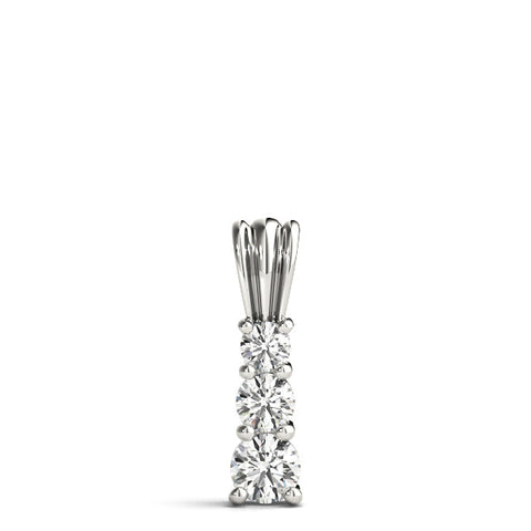 Silver Four-Stone Round Prong-Set Diamond Pendant