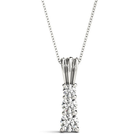 Silver Four-Stone Round Prong-Set Diamond Pendant