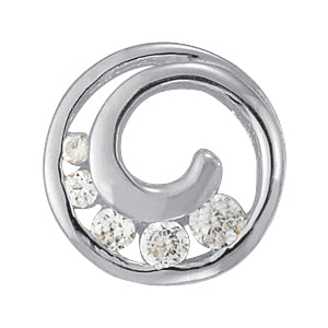 Silver Gold Bezel Set Round Cut Diamond Swirl Pendant