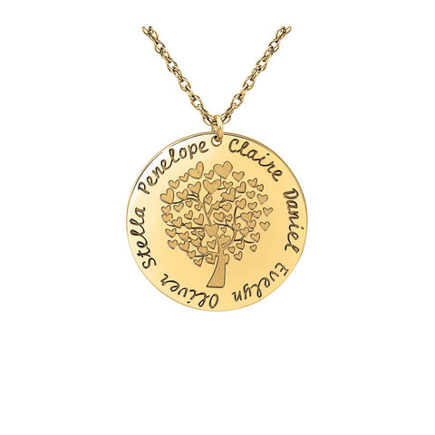 Silver Gold and Silver Family Tree Pendant with Heart Motif