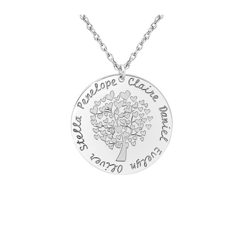 Silver Gold and Silver Family Tree Pendant with Heart Motif