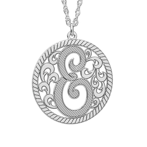 Silver Gold and Silver Filigree Monogram Pendant