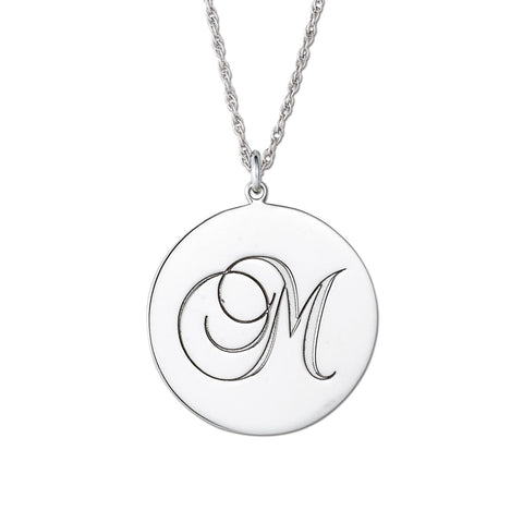 Silver Gold and Silver Round Monogram Pendant