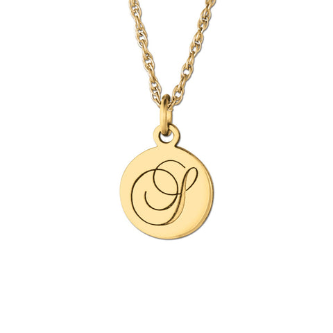 Silver Gold and Silver Round Pendant with Engraved Initial