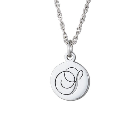 Silver Gold and Silver Round Pendant with Engraved Initial