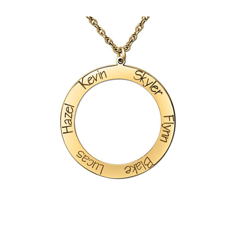 Silver Gold/Silver Open Circle Pendant with Engraved Names