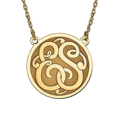 Silver Gold/Silver Round Monogram Pendant
