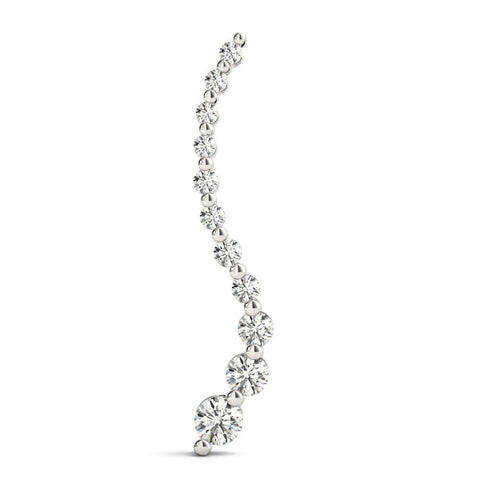 Silver Graduated Round Diamond Curved Bar Pendant with Prong Setting