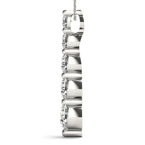 Silver Graduated Round Diamond Prong Set Pendant