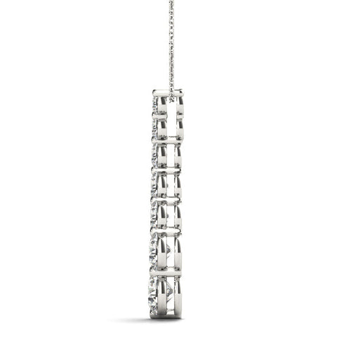 Silver Graduated Round Prong-Set Diamond Pendant