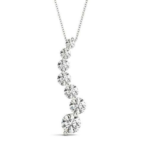 Silver Graduated Round Prong-Set Diamond Pendant