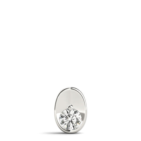 Silver Half Bezel Round Cut Diamond Pendant