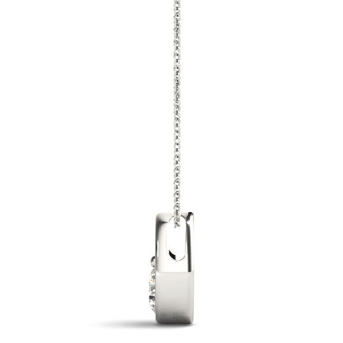 Silver Half Bezel Round Cut Diamond Pendant