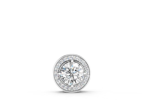 White gold Halo Round Diamond Four-Prong Pendant