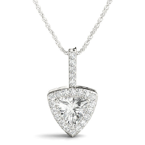 Silver Halo Trillion Prong Pendant