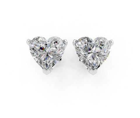 White gold Heart Brilliant Diamond Stud Earrings