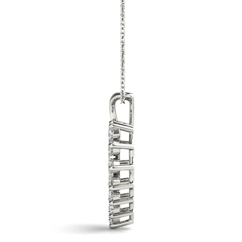 Silver Heart-Shaped Diamond Halo Pendant with Round Brilliant Prong Setting