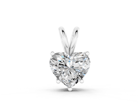 White gold Heart-Shaped Diamond Solitaire Pendant with Four-Prong Setting