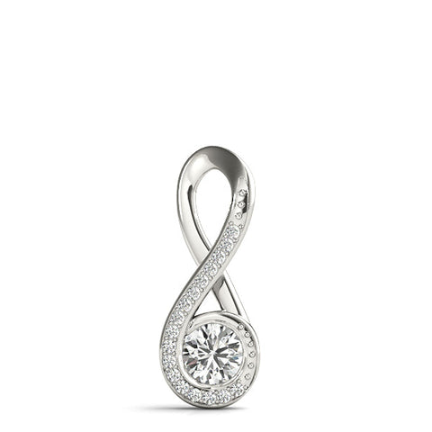 Silver Infinity Pavé Round Diamond Bezel Pendant