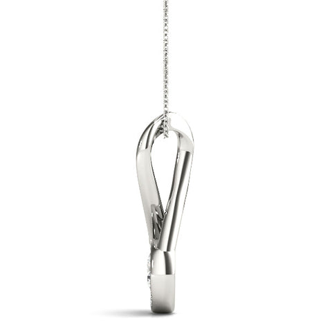 White gold Infinity Pavé Round Diamond Bezel Pendant