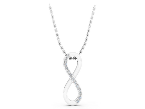 White gold Infinity Pendant with Round Brilliant Diamonds in Pavé Setting