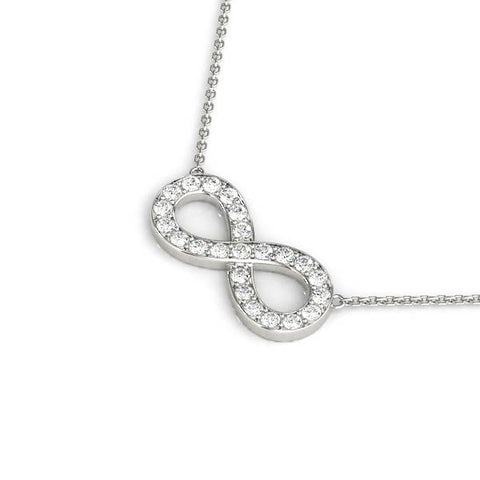 Silver Infinity Pendant with Round Cut Diamonds in Pavé Setting