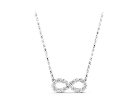 White gold Infinity Pendant with Round Diamond Pavé Setting
