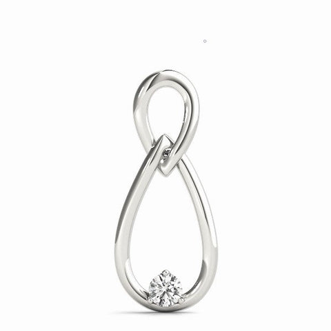 Silver Infinity Teardrop Pendant with Round Diamond in Bezel Setting