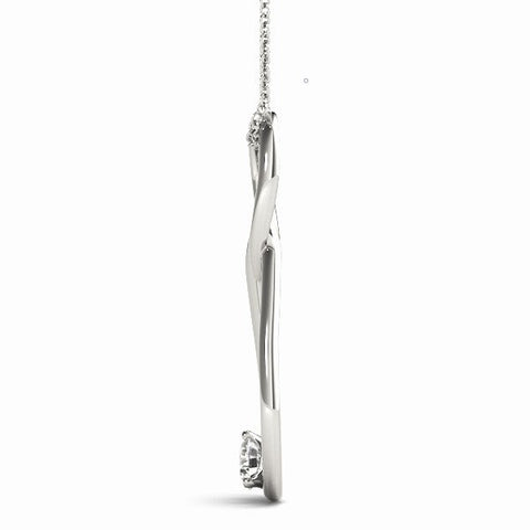 Silver Infinity Teardrop Pendant with Round Diamond in Bezel Setting