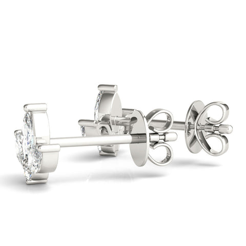 Silver Marquise Cluster Stud Earrings with Round Prong Setting
