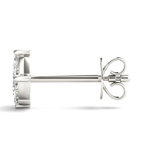 Silver Marquise Cluster Stud Earrings with Round Prong Setting