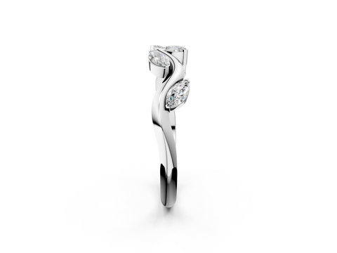 White gold Marquise Cut Twisted Band with Prong Setting