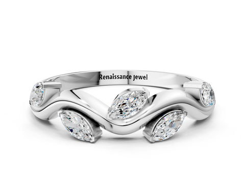 Platinum Marquise Cut Twisted Band with Prong Setting