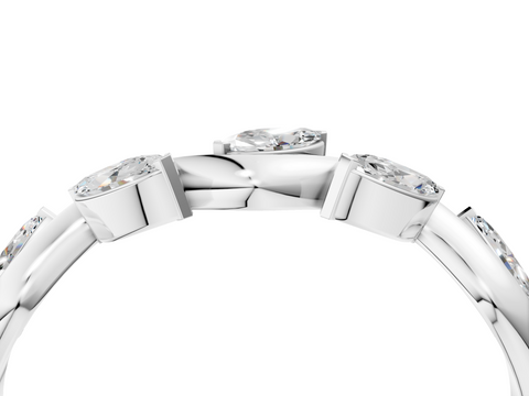 Platinum Marquise Cut Twisted Band with Prong Setting
