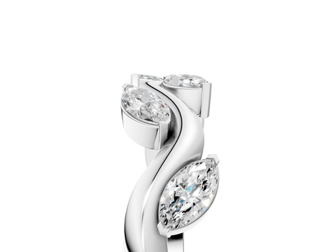 Platinum Marquise Cut Twisted Band with Prong Setting