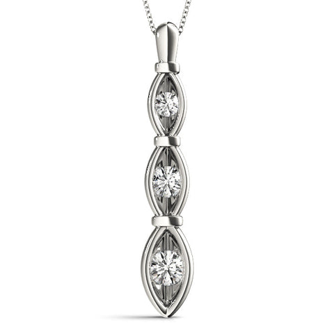 Silver Marquise Diamond Bar Pendant with Bezel Setting