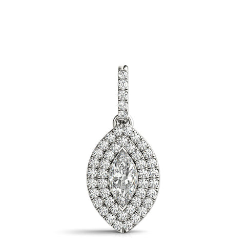 White gold Marquise Diamond Halo Pendant with Pavé Setting