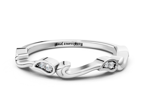 Platinum Marquise Diamond Leaf Twist Eternity Band with Bezel Setting