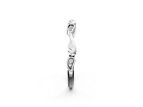 Platinum Marquise Diamond Leaf Twist Eternity Band with Bezel Setting